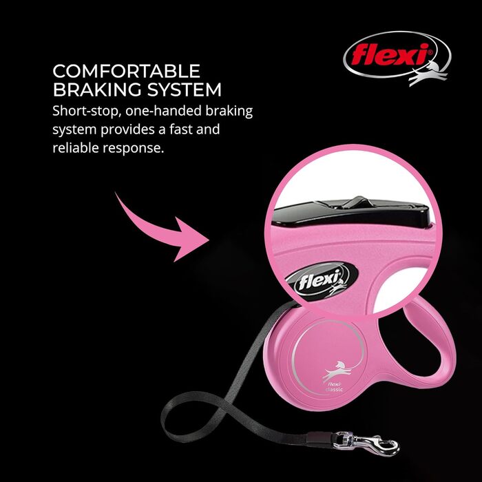 Висувна повідка для собак Flexi Klassik, рожева, XS, до 8 кг, 3 м