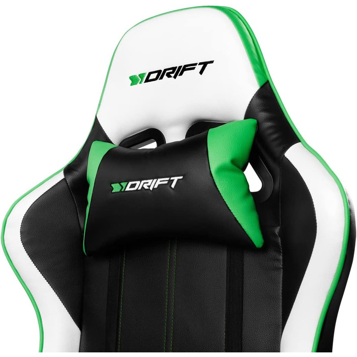 Ігрове крісло Drift DR175GREEN, екошкіра, 2D підлокітники, клас 4, чорний/зелений