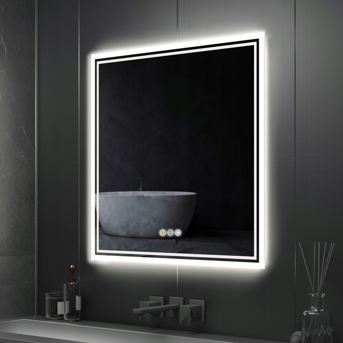 LED-дзеркало у ванну кімнату 80x80 см з сенсорним вимикачем