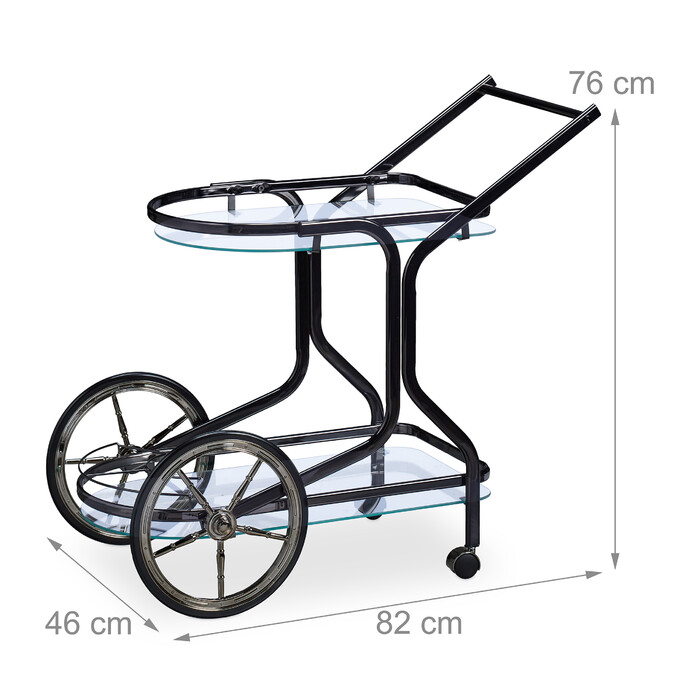 Relaxdays Black Serving Cart with 2 Levels