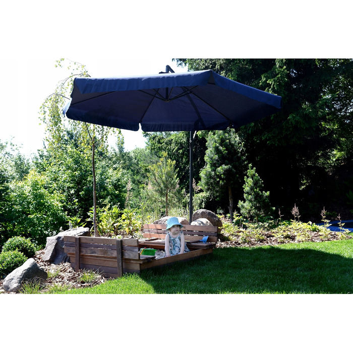 Садова парасолька з боковим стійкою Funfit Garden, синя, 350 x 250 см