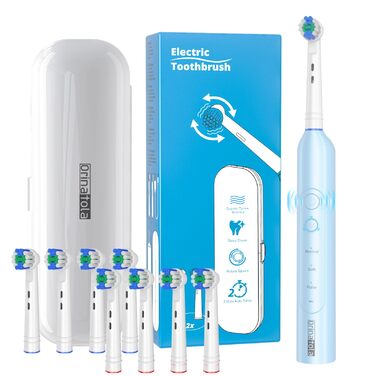 Електрична зубна щітка для дорослих Rotierende з 8 насадками, 3 режимами чищення, акумулятором на 50 днів та Smart-таймером 2 хв - Чорна