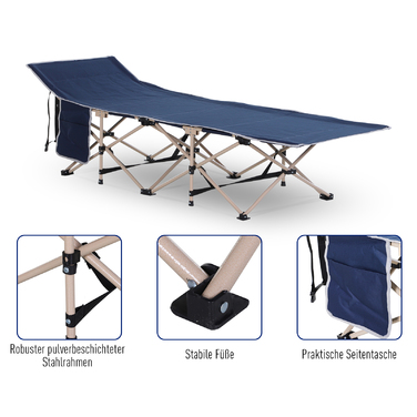 Outsunny Folding Camp Bed with Storage Bag, Steel & Oxford Fabric, Blue, 190x68x52cm | Aosom
