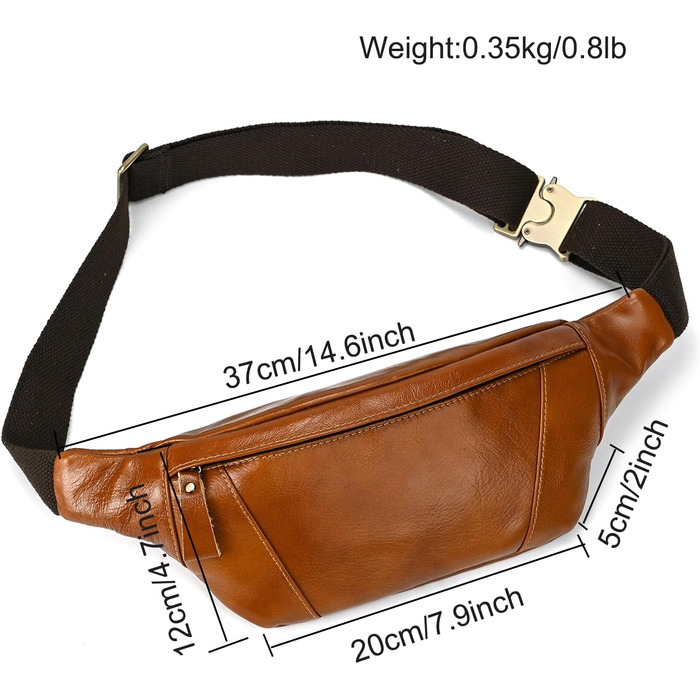 Чоловіча поясна сумка LUUFAN з натуральної шкіри, світло-коричнева (1034)