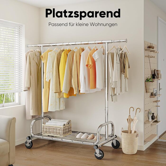 Стійка для одягу на колесах HOKEEPER, 136 кг, важка, висувна штанга для одягу S002S