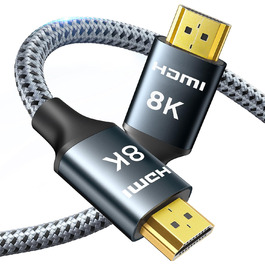 ARISKEEN HDMI 2.1 Кабель 8K, 7.5м, 48Gbps, Nylon, Підтримка 8K@60Hz, 4K@120Hz, сумісний з PS5/4, TV, монітором, Blu-ray, Soundbar, DVD, ноутбуком