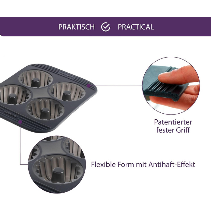 Mastrad F41474 Gugelhupf Baking Molds, Silicone, Grey, 6 x 27 x 21 cm