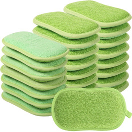 Multi-Purpose Sponges, Scratch-Resistant, Microfiber Sponge, Cleaning, Dish Scrubber, Reusable Dish Sponges for Dishwashing, along with robust scrubbing power (green), 24 pieces