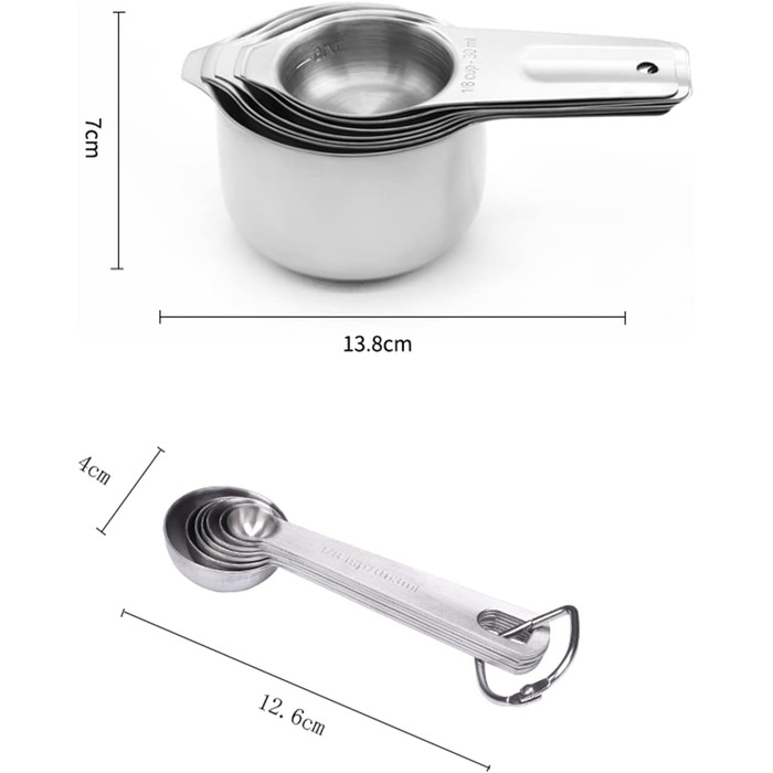 Набір мірних ложок Meiyijia з нержавіючої сталі (7+7 шт.)