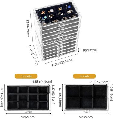 Організатор для прикрас ProCase з акрилу: прозора шкатулка з 10 шухляд для сережок, кілець, браслетів (білий, теплий білий)