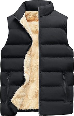 Чоловіча флісова жилетка з утеплювачем, тепла ізольована стельтова жилетка, зимова жилетка-bodywarmer для чоловіків, софтшеллова жилетка для активного відпочинку, туризму та походів, терможилетка з блискавкою, колір: чорний