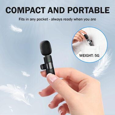 Беспроводной петличный микрофон для телефона/iPhone/iPad/камеры, мини-микрофон для стриминга, подавление шума, Plug & Play, идеален для видеосъемок, подкастов, YouTube, TikTok и интервью K15