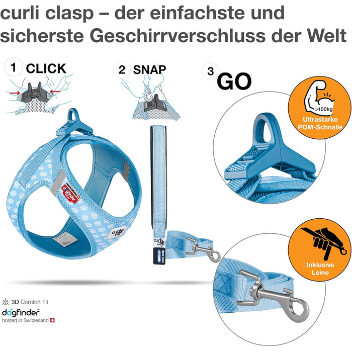 Шлейка для собак Air-Mesh блакитна з коламі, розмір M & поводок L блакитний з коламі