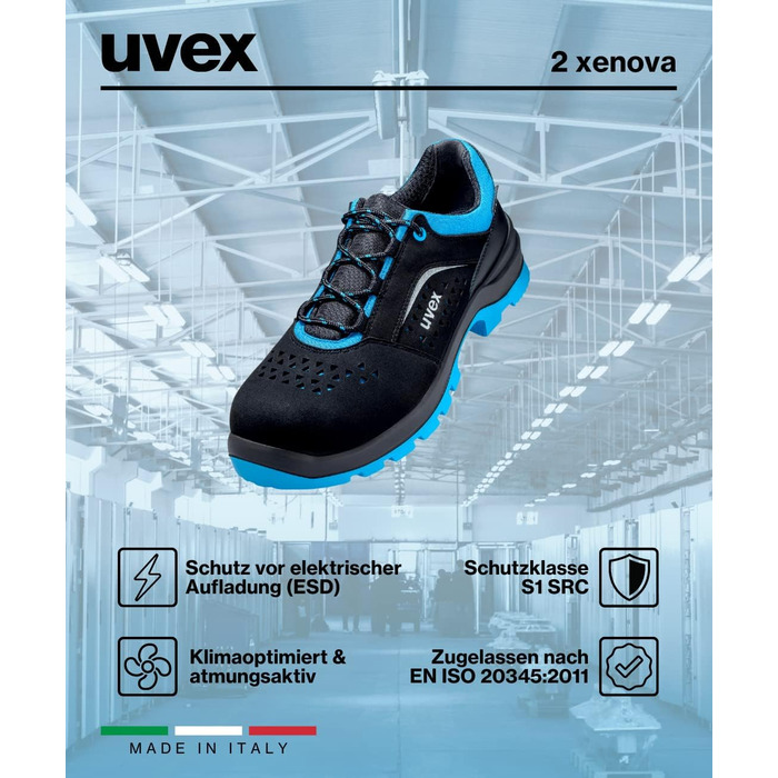 Черевики робочі Uvex Xenova Geloche S1 - чоловічі, чорно-сині, 45 EU