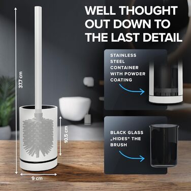 Набір для чищення унітазу з нержавіючої сталі з силіконовою щіткою | Без кріплення до стіни | Змінний насаджувач | З піддоном для крапель