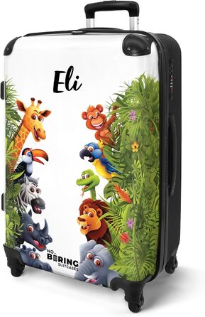 Дитячий валіза-роликовий колір зелений та білий з ім'ям, 55x40x20см, ручна поклажа, валіза для хлопчика з принтом 'РеннАвто', легкий, персоналізований