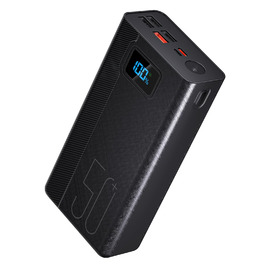 Power Bank 50000mAh 22.5W: Зовнішній акумулятор з великою ємністю, 5 USB виходів, 3 входи, чорний