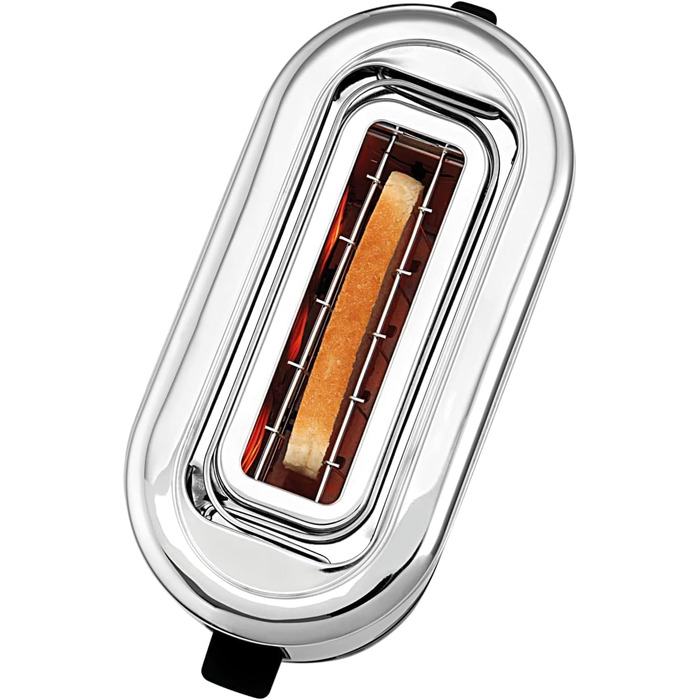 WMF Kitchen Mini 1-Slice Toaster, Long Slot XXl-Toast, Mini Toaster with Roll Attachment, 7 Browning Levels, Overheat Protection, 600W, Matte Stainless Steel, Single