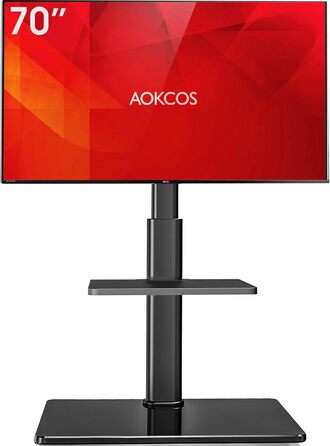 AOKCOS TV Stand - Adjustable Swivel & Tilt Floor Stand for 32-70 inch TVs (up to 40kg, VESA 400x400mm) - Black