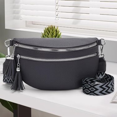 Сумка-бананка жіноча бежева через плече середнього розміру кросбоді з відділенням для карток та 2 ремінцями - ідеальна для міста!