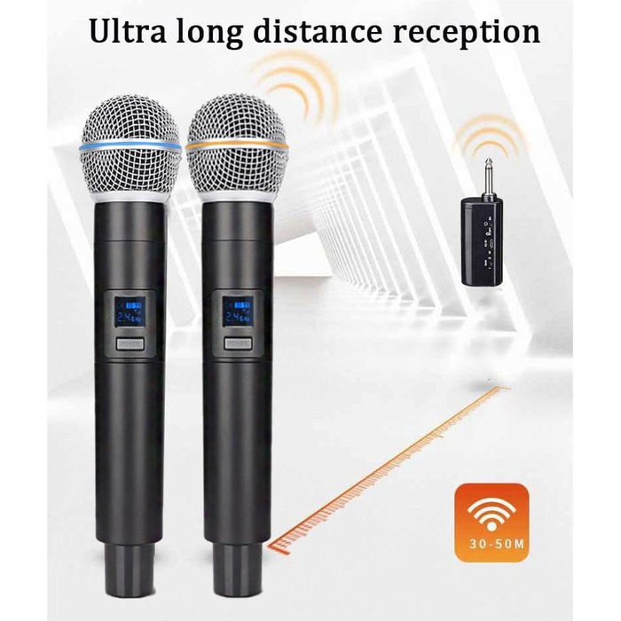 Бездротовий мікрофон Handheld з металу, система з акумуляторним приймачем, для караоке, співу, вечірок, весіль, DJ, промов, 60 м, HDMIC-5802