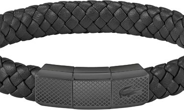 Браслет шкіряний Lacoste ROKEL плетене шкіра, магнітний замок, зелений/чорний
