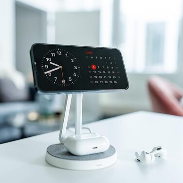 XLayer MagFix Pro 2-в-1 зарядний стан для Apple MagSafe: підставка, бездротова зарядка iPhone 16/15/14/13/12/11 Pro Max Plus, AirPods (сірий/білий)