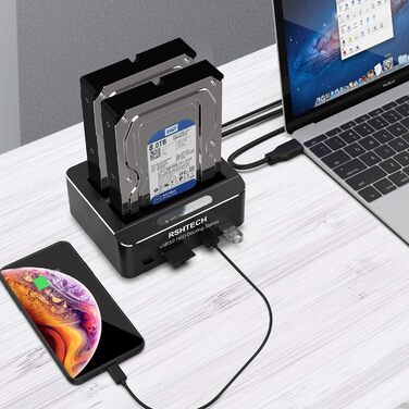 Док-станція для жорстких дисків RSHTECH з двома відсіками, USB 3.0, алюміній, підтримка 2.5/3.5