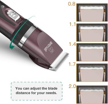 Oneisall Cordless Pet Hair Trimmer - Professional Dog & Cat Grooming Clippers - Electric Hair Trimmer Set with Pink Design