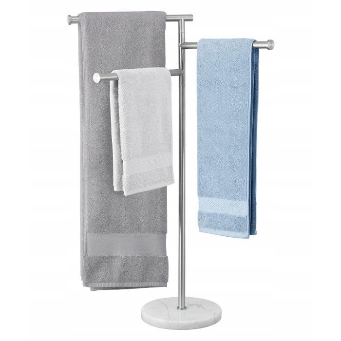 Підлоговий вішак для рушників у ванну кімнату з мармуровою основою, 102 см
