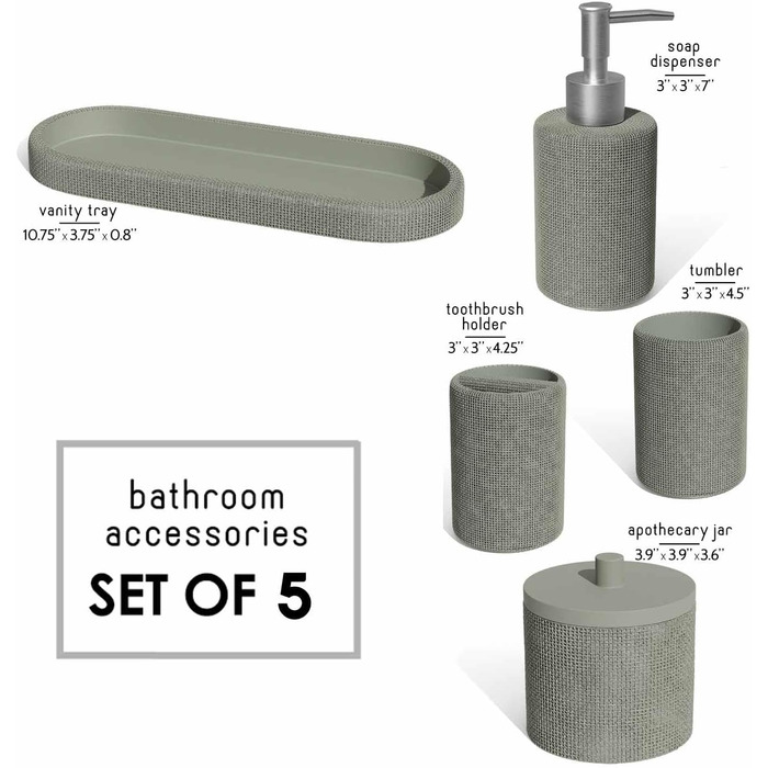 Набір аксесуарів для ванної кімнати Clara Clark – 5-Piece Set Salbeigrün (світло-зелений)