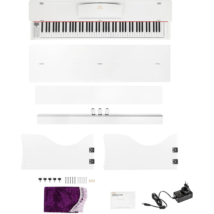 MUSTAR E-Piano 88 клавіш з табуретом, цифрове піаніно, електричне піаніно з підставкою, 3 педалі, 2 роз'єми для навушників, LCD-дисплей, USB/MIDI, піаніно для початківців, чорний колір