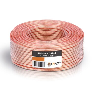 Кабель акустичний MANAX® 2x1.5 мм² білий 50м на котушці (прозорий)
