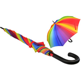iX-brella Fiberglass Automatic Umbrella with Color-Changing Wetprint - Raindrops (Rainbow)