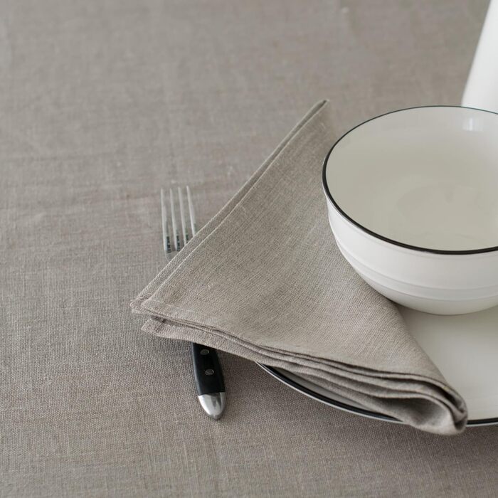 Varvara Home 6 Linen Napkins Nature - Fabric Napkins Linen Napkins - Napkins Linen Nature Brown Country Style 6-Pack 45x45 cm