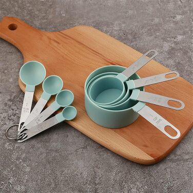 FBHappiness 4-Piece Baking Tool Set with Kitchen Measuring Spoons, Stainless Steel Handle, Measuring Cups with Scale, Measuring Spoons, Kitchen Helper (Color: 4 Green Cups) (4 Green Cups)