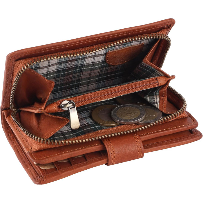 Benthill Wallet Women's Genuine Leather | Small Cardholder with RFID Protection | Wallet with 8 Card Slots & Coin Pocket | Genuine Leather Vintage Women's Wallet incl. Gift Box, Color: Brown