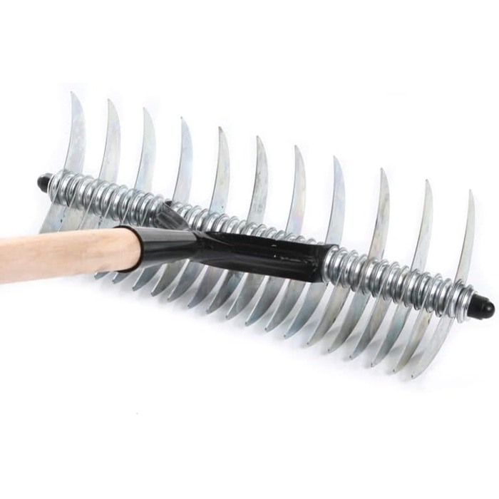 Hand Cultivator/Scarifier 40cm Cultivator Lawn Aerator Soil Aerator Rake with Handle 145cm