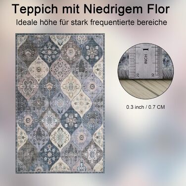 Килим Xfrog Boho Квітковий, антиковий, низький ворс, м'який, нековзкий, багато кольорів, 120x160 см, для вітальні, спальні, дитячої кімнати, придатний для прання