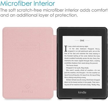 Водонепроникний чохол Fintie для Kindle Paperwhite 10 (2018) з авто-ввімкненням/вимкненням, квітка гібіскус (рожеве золото)