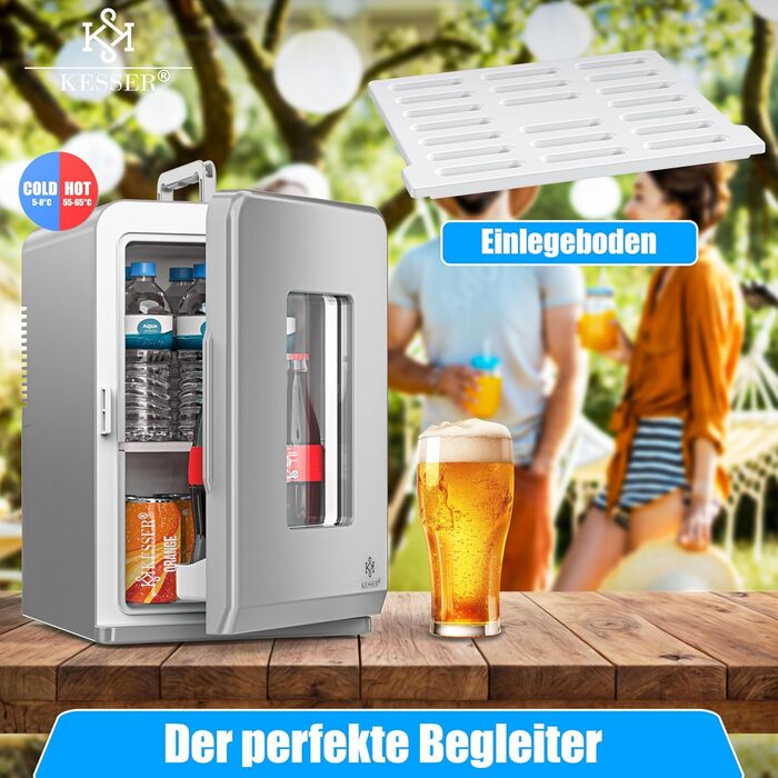 KESSER® Міні холодильник 2в1: охолодження та нагрівання, 15 літрів, портативний, AC/DC, 220-240V/12V, для авто, офісу, дому, кемпінгу