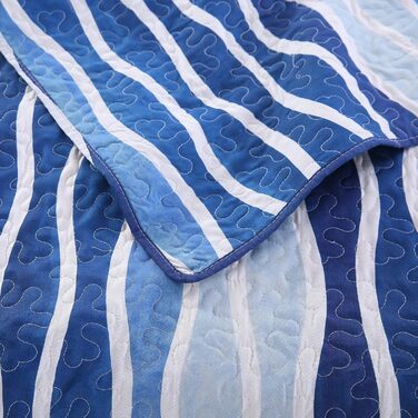 Комплект постільної білизни SLPR 2-частинний – двоспальне ліжко з 1 наволочкою, осінній дизайн пэтчворк, легка стьобана ковдра, осінній стиль кантрі (Blue Wave, Twin)