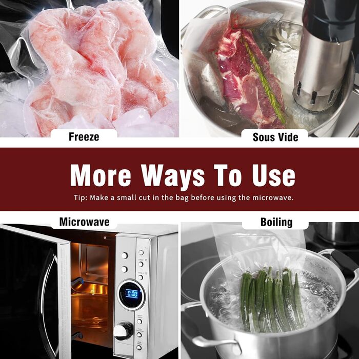 Fitge Vacuum Bags 170µm 15x25cm + 20x30cm + 30x40cm 150 Bags for all vacuum sealers Vacuum bags for food BPA-free, strong & tear-resistant Pro vacuum film Sous Vide freezer bags