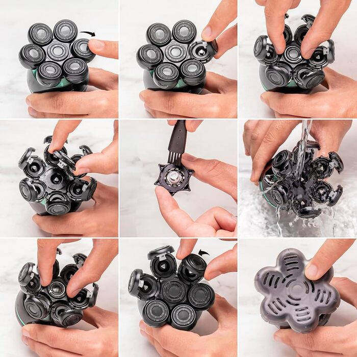 Електричний голчастий триммер Cecotec Bamba PrecisionCare для гоління голови, 7 плаваючих лез, 60 хв роботи, станція зарядки, дисплей, портативний, легке очищення