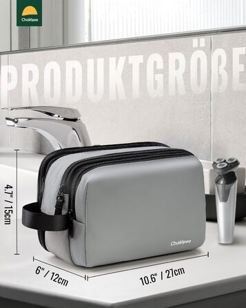 Чоловічий дорожній туалетний набір Kulturbeutel, водонепроникна косметичка з двома блискавками (сірий)