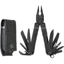 Мультитул Leatherman Rebar, 17 інструментів, чорний, з чохлом MOLLE, для дому та кемпінгу, нержавіюча сталь
