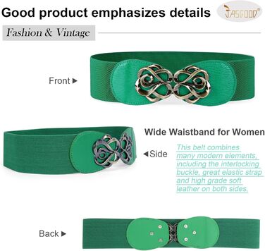 Жіночий широкий еластичний пояс JasGood (4 шт) - чорний, коричневий, бежевий, зелений - для талії 60-87 см