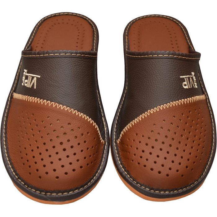 Чоловічі домашні тапочки World of Leather з натуральної шкіри, коричневі, 43 EU