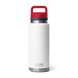 Термос-пляшка YETI Rambler із вакуумною ізоляцією та герметичною кришкою, нержавіюча сталь, 1020 мл (Білий/Синій/Червоний)