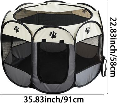 Клітка-вигул для цуценят 91x91x58 см, складана переносна клітка для тварин, для собак, кроликів, морських свинок, котів, для дому та відпочинку на природі